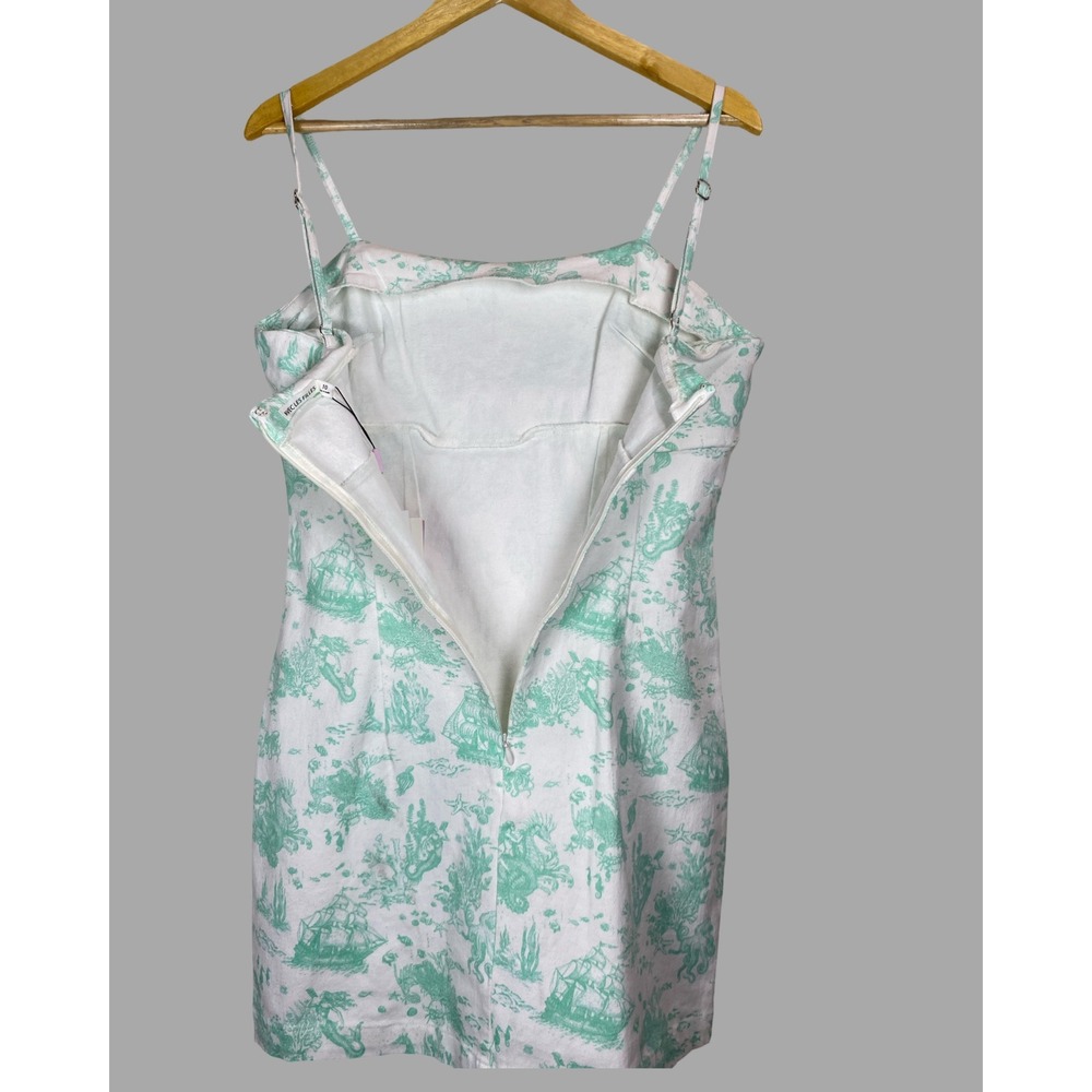 Avec Les Filles Nautical Toile Mermaid Mini Dress Mint Green White Size 10 NEW - Picture 6 of 12